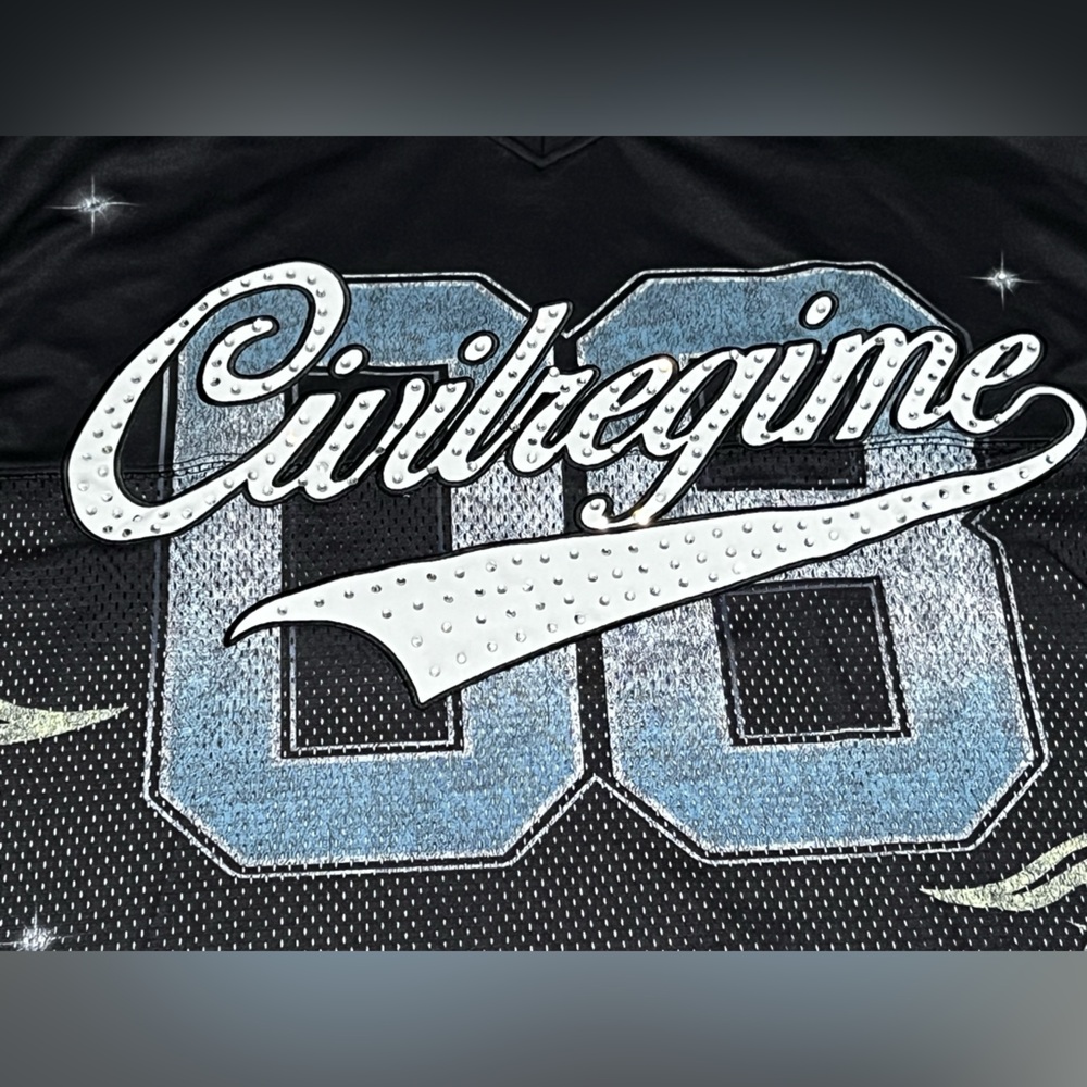 Civil Regime Our Team Football Men's Jersey Black Boxy Crop Crystal Size medium - Picture 9 of 16